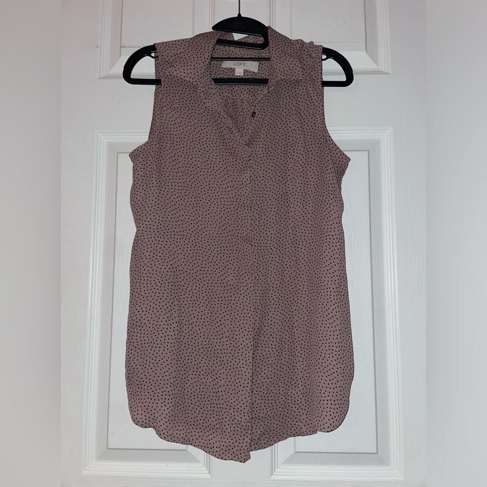 LOFT Mauve Sleeveless Dot Print Camisole
